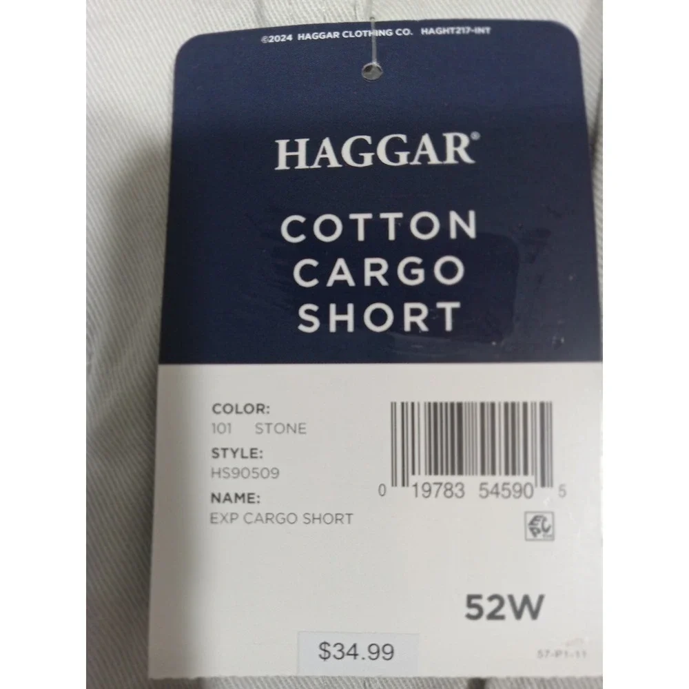Haggar NWT Men's Expandable Waistband Comfort Cargo Shorts in Stone Size‎ 52W